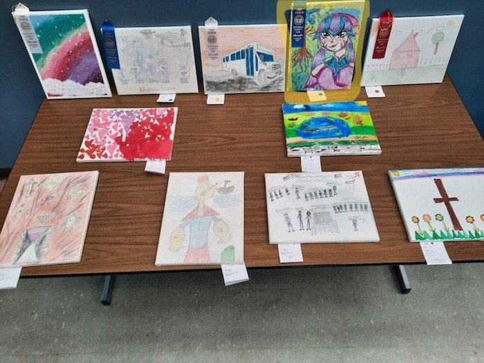 Shelby and Nicole Art projects on a table