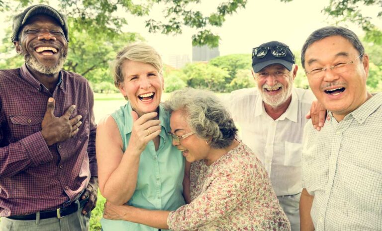 group of old friends laughing